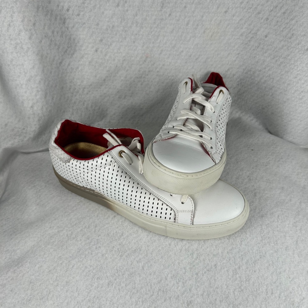 Bacco Bucci‎ Sneakers Mens 10 White Perforated Leather Snakeskin Trim Italy